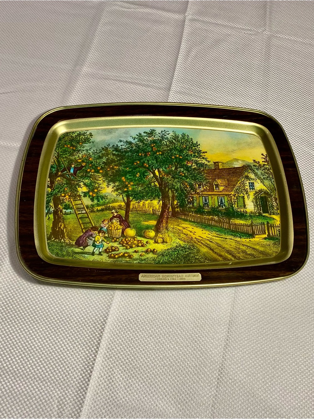American Homestead Autumn Decorative Serving Tray - Currier & Ives Plaque